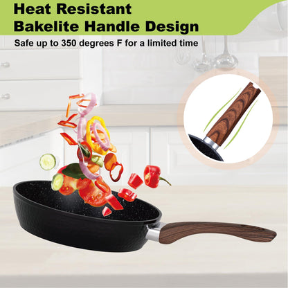 DishDelight 15 Piece Pots and Pans Set Non Stick, Induction Nonstick Kitchen Cookware Sets, Nonstick Induction Cookware with Frying Pans and Saucepan Set, Non-toxic Kitchen Cooking Set, Black - CookCave