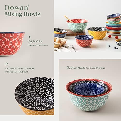 DOWAN Mixing Bowls, Ceramic Mixing Bowls for Kitchen, Colorful Vibrant Nesting Bowls for Cooking, Baking, Prepping, Serving, Salad, Housewarming Gift, Microwave Dishwasher Safe, 3.7/2/1 Qt, Set of 3 - CookCave