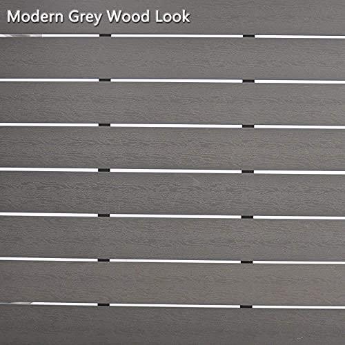 Dporticus Outdoor Dining Table for 6 Person, 55” Weather-Resistant Patio Dining Table with Wood Like Tabletop and Sturdy Aluminum Frame for Outside Indoor Garden Backyard Use, Grey - CookCave