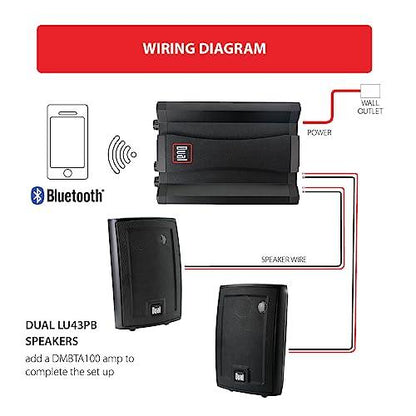 Dual Electronics LU43PB Black 4 inch 3-Way High Performance Outdoor Indoor Speakers with Powerful Bass | Effortless Mounting Swivel Brackets | Weather Resistant | Sold in Pairs | Black - CookCave