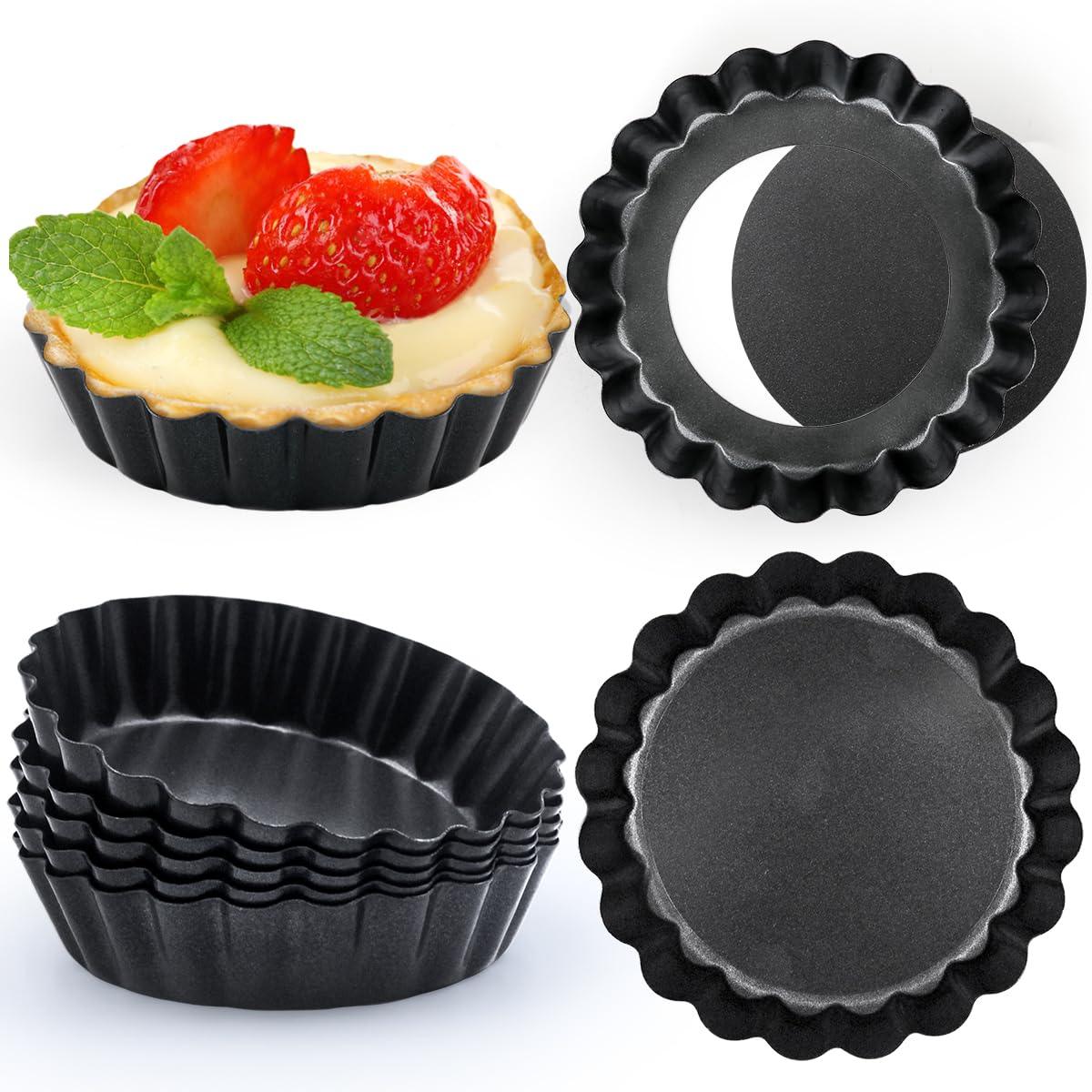 Dwlire 4 Inch Tart Pan Set of 8, Mini Tart Pans with Loose Bottom Nonstick Round Mini Quiche Pie Pan Reusable Carbon Steel Small Tartlet Tins for Pies,tart, Cakes, Dessert Baking - CookCave