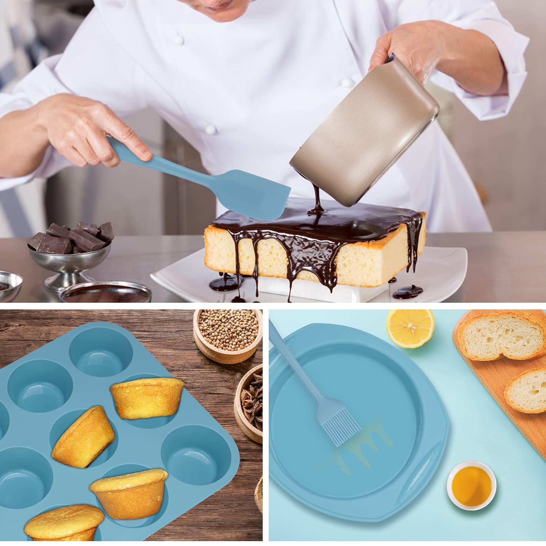 Economical 7in1 Nonstick Silicone Baking Cake Pan Cookie Sheet Molds Tray Set for Oven, BPA Free Heat Resistant Bakeware Suppliers Tools Kit for Muffin Loaf Bread Pizza Cheesecake Cupcake Pie Utensil - CookCave