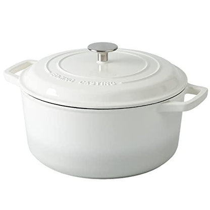 EDGING CASTING Enameled Cast Iron Dutch Oven Pot with Lid, 7.5-Quart, Round Dutch Ovens, Dual Handle, for Bread Baking, Bread Oven, Oven Safe up to 500°F, White - CookCave
