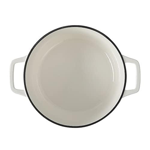 EDGING CASTING Enameled Cast Iron Dutch Oven Pot with Lid, 7.5-Quart, Round Dutch Ovens, Dual Handle, for Bread Baking, Bread Oven, Oven Safe up to 500°F, White - CookCave