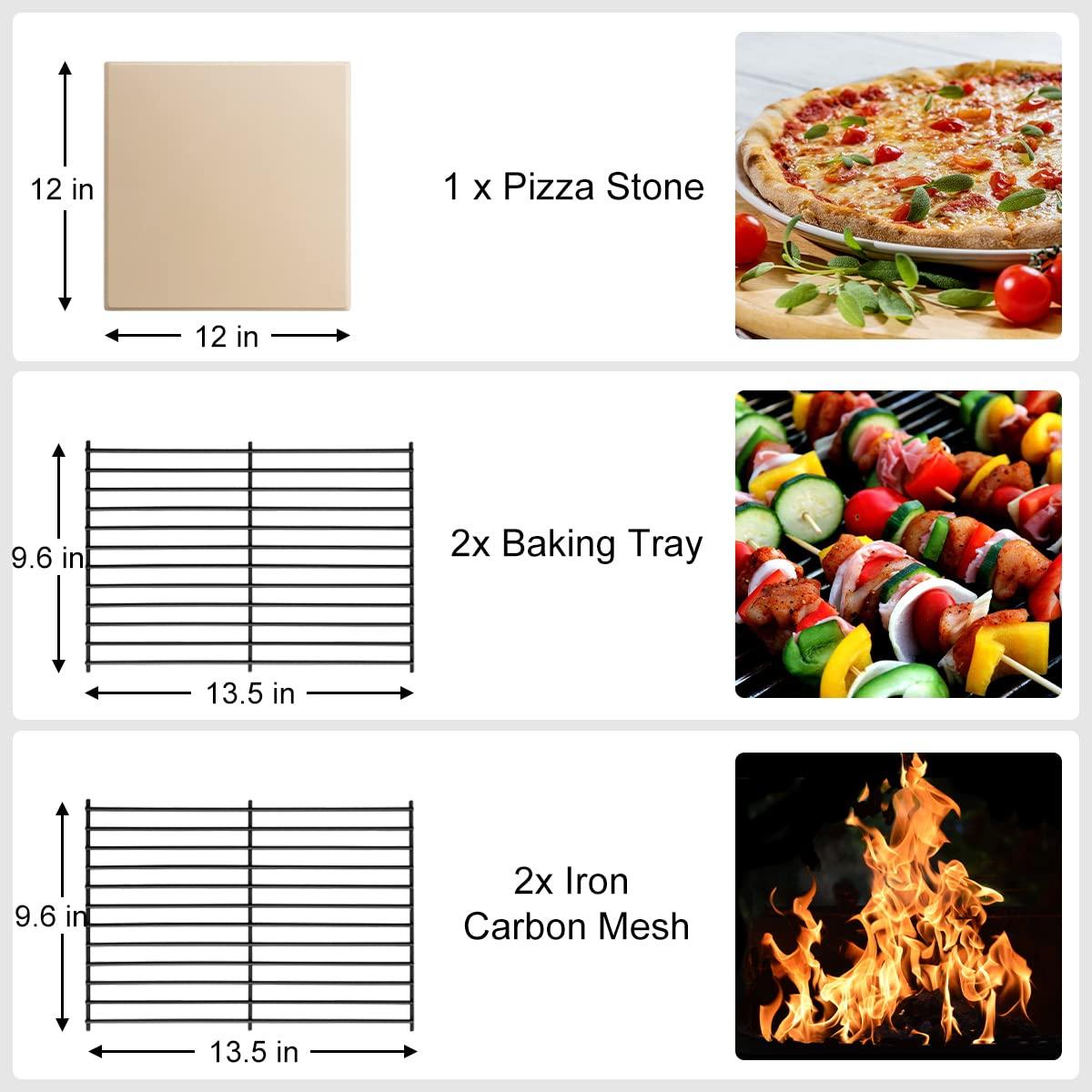 EDOSTORY Outdoor Pizza Oven, Wood Fired Pizza Oven for Outside, Patio Pizza Maker with Pizza Stone, Pizza Peel, Grill Rack, and Waterproof Cover for Backyard Camping - CookCave