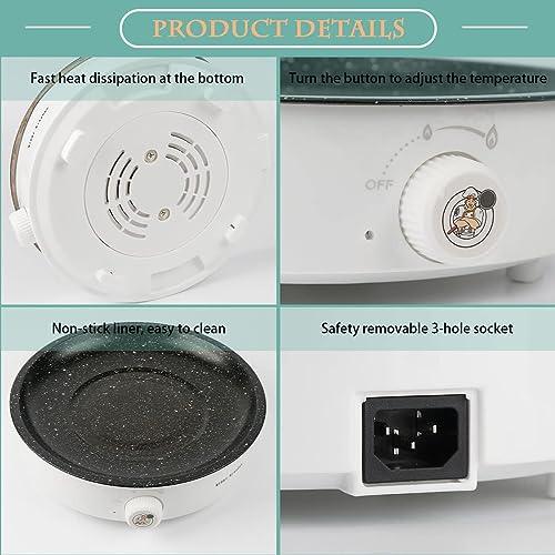 Electric BBQ Grill,Smokeless Indoor Coated Griddle Pan,10 Inch Round Nonstick Plate Portable, Medical Stone Coating Easy Cleaning,Grilling Surface Perfect for Cooking BBQ and Party Barbecue - CookCave