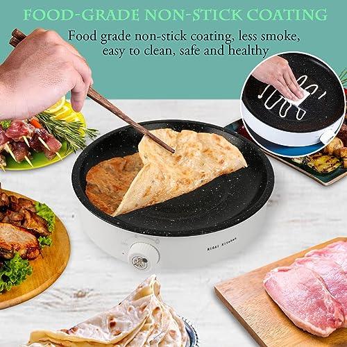 Electric BBQ Grill,Smokeless Indoor Coated Griddle Pan,10 Inch Round Nonstick Plate Portable, Medical Stone Coating Easy Cleaning,Grilling Surface Perfect for Cooking BBQ and Party Barbecue - CookCave