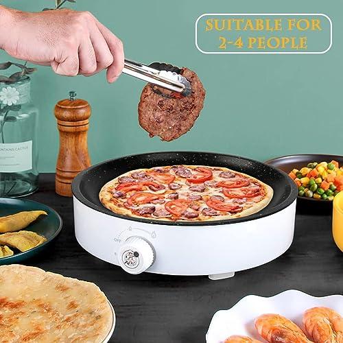 Electric BBQ Grill,Smokeless Indoor Coated Griddle Pan,10 Inch Round Nonstick Plate Portable, Medical Stone Coating Easy Cleaning,Grilling Surface Perfect for Cooking BBQ and Party Barbecue - CookCave