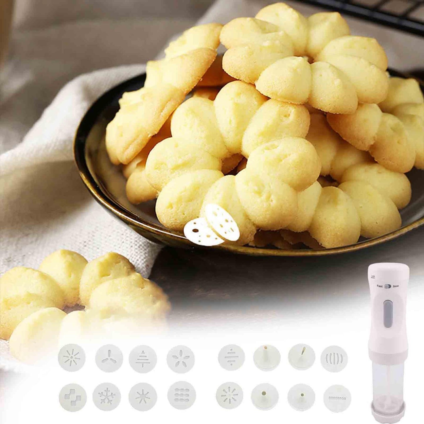 Electric Cookie Press Gun, Spritz Cookie Press For Baking, Cookie Press Gun Kit, Cookie Molds, Churro Maker, Biscuit Cutter, Cookie Decorating Kit for Cookie Baking - CookCave