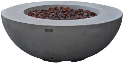 Elementi Lunar Bowl Outdoor Fire Pit Table 42 Inches Round Firepit Concrete Patio Heater Electronic Ignition Backyard Fireplace Cover Lava Rock Included, Liquid Propane - CookCave