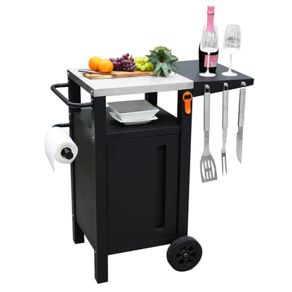 Emberli Grill Cart Outdoor with Storage with Wheels - Modular Grill Table of Outside BBQ, Blackstone Griddle 17", Bar Patio Cabinet Kitchen Island Prep Stand - CookCave
