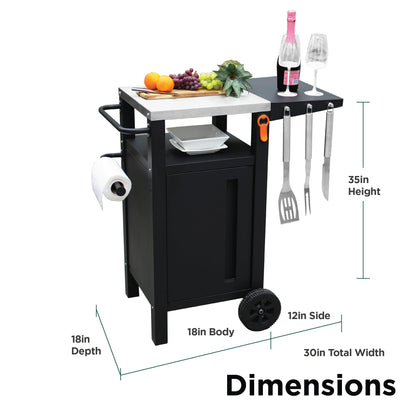 Emberli Grill Cart Outdoor with Storage with Wheels - Modular Grill Table of Outside BBQ, Blackstone Griddle 17", Bar Patio Cabinet Kitchen Island Prep Stand - CookCave