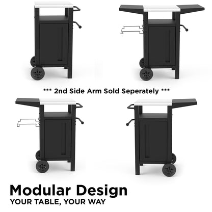 Emberli Grill Cart Outdoor with Storage with Wheels - Modular Grill Table of Outside BBQ, Blackstone Griddle 17", Bar Patio Cabinet Kitchen Island Prep Stand - CookCave