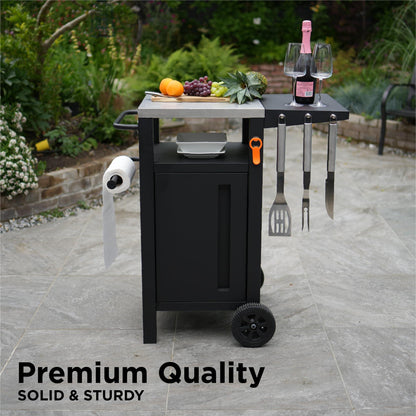 Emberli Grill Cart Outdoor with Storage with Wheels - Modular Grill Table of Outside BBQ, Blackstone Griddle 17", Bar Patio Cabinet Kitchen Island Prep Stand - CookCave