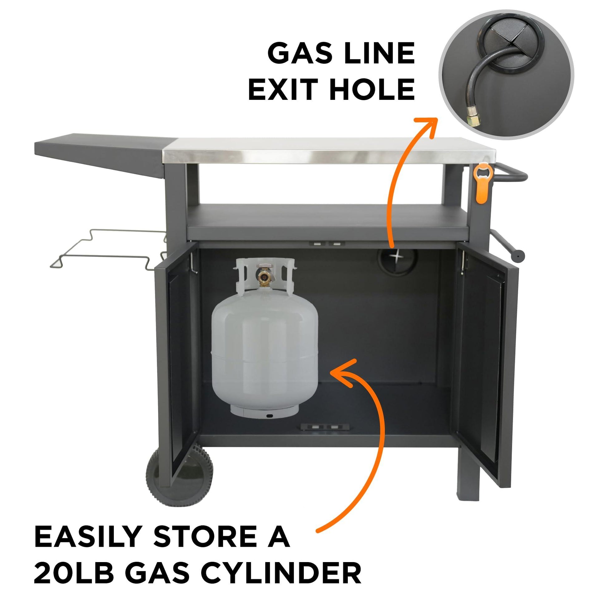 EMBERLI XL Grill Cart Outdoor with Storage with Wheels - Modular Grill Table of Outside BBQ, Blackstone Griddle 17" 22", Bar Patio Cabinet Kitchen Island Prep Stand - CookCave