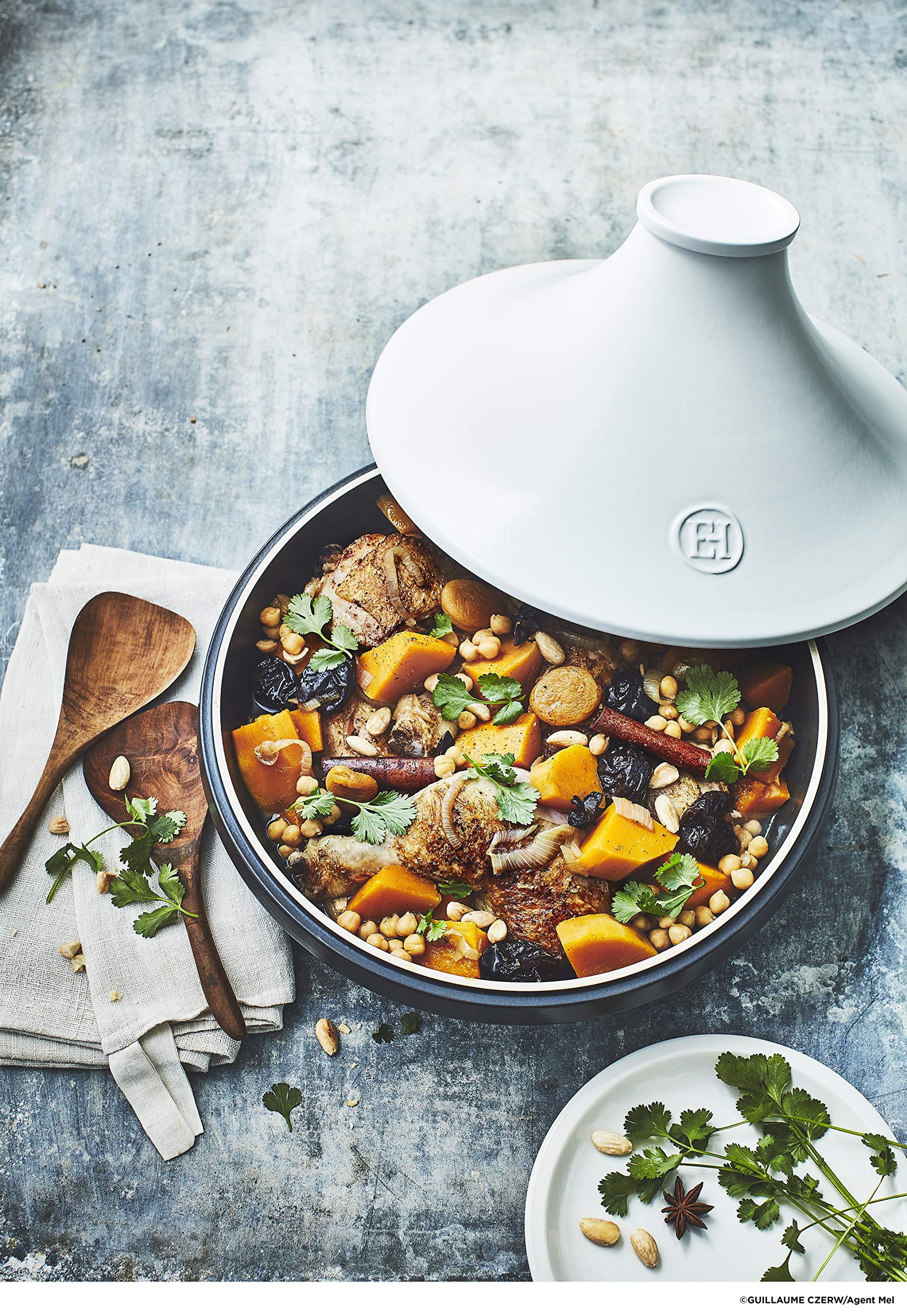 Emile Henry Delight Ceramic Quart Tagine, 2 qt, Slate|White - CookCave