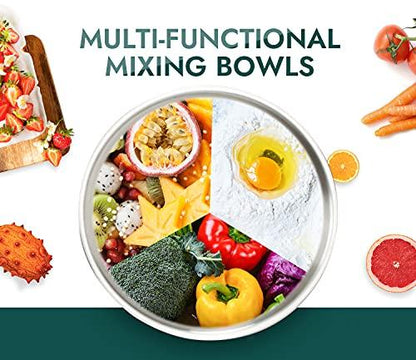 Enther Mixing Bowls - Set of 3 Stainless Steel Mixing Bowls with 304 Stainless Steel - Heavy Duty, Easy To Clean, Nesting Bowls Space Saving Storage, Great for Cooking, Baking, Salad,Silver - CookCave