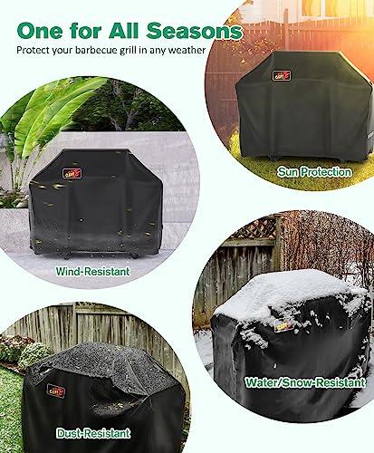 EpicMelody BBQ Grill Cover, 58inch 600D Heavy Duty Weather-Resistant Grill Cover for Outdoor Grill, Waterproof Gas Grill Covers with Straps & Handles, Barbecue Cover for Weber Nexgrill Grill and More - CookCave