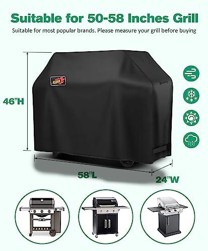 EpicMelody BBQ Grill Cover, 58inch 600D Heavy Duty Weather-Resistant Grill Cover for Outdoor Grill, Waterproof Gas Grill Covers with Straps & Handles, Barbecue Cover for Weber Nexgrill Grill and More - CookCave