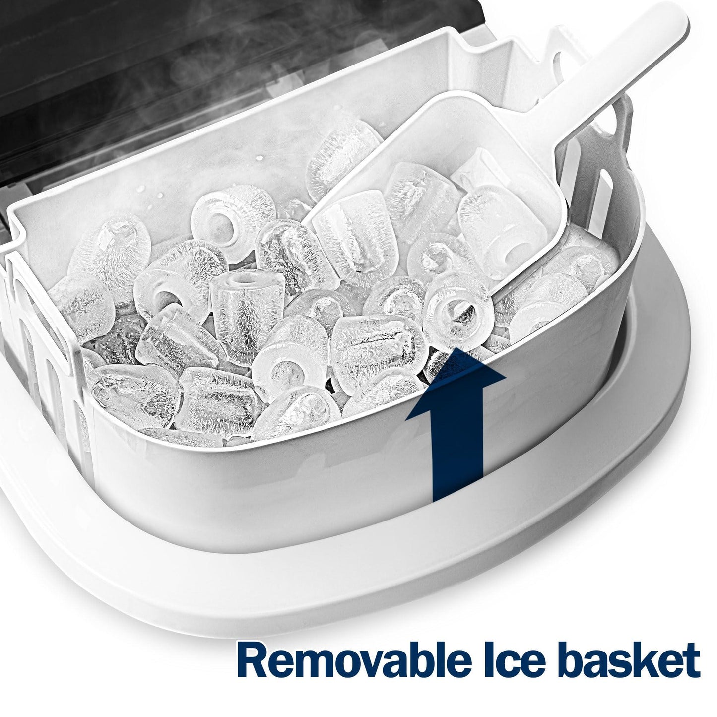 EUHOMY Ice Maker Countertop Machine - 26 lbs in 24 Hours, 9 Cubes Ready in 8 Mins, Electric ice maker and Compact potable ice maker with Ice Scoop and Basket. Perfect for Home/Kitchen/Office.(Sliver) - CookCave
