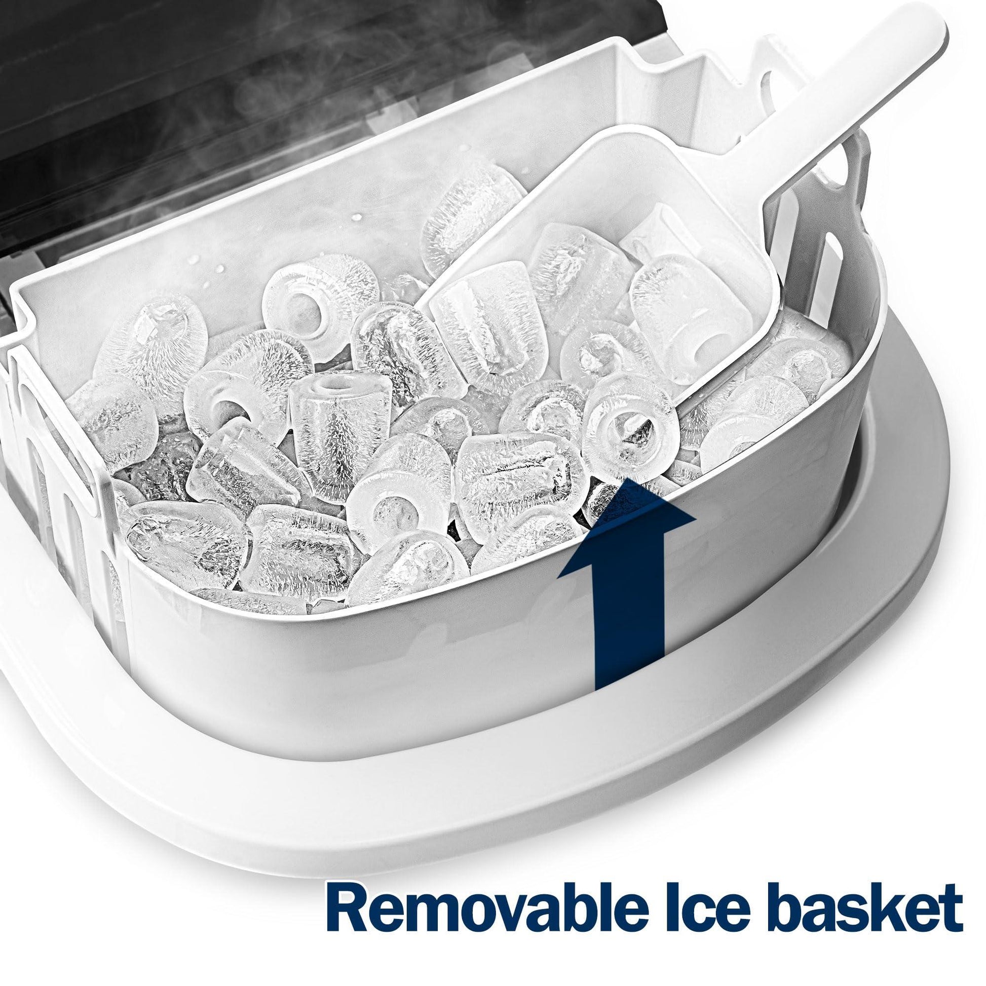 EUHOMY Ice Maker Countertop Machine - 26 lbs in 24 Hours, 9 Cubes Ready in 8 Mins, Electric ice maker and Compact potable ice maker with Ice Scoop and Basket. Perfect for Home/Kitchen/Office.(Sliver) - CookCave