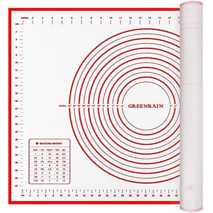Extra Large Silicone Pastry Mat Extra Thick Non Stick Baking Mat with Measurement Fondant Mat, Counter Mat, Dough Rolling Mat, Oven Liner, Pie Crust Mat (20''(W) * 28''(L), Red) - CookCave