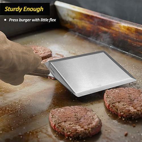 Extra Wide Spatula, Large Metal Spatula with Full Tang Wooden Handle & Beveled Edges for Skillets, Griddles & Grills, Pancake Flipper Spatula, Smash Burgers Spatula, 6 x 5-inches - CookCave
