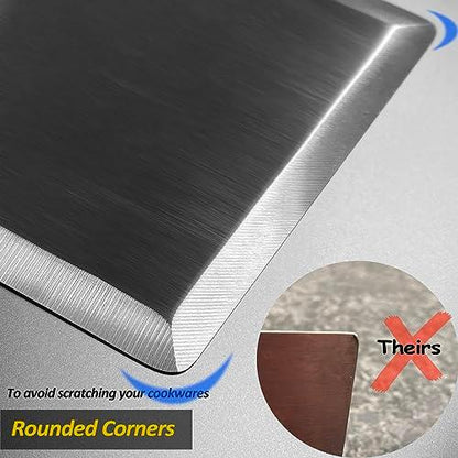 Extra Wide Spatula, Large Metal Spatula with Full Tang Wooden Handle & Beveled Edges for Skillets, Griddles & Grills, Pancake Flipper Spatula, Smash Burgers Spatula, 6 x 5-inches - CookCave