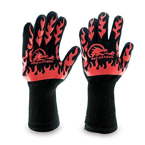 Extreme Heat Resistant Gloves - BBQ Gloves, Hot Oven Mitts, Charcoal Grill, Smoking, Barbecue Gloves for Grilling Meat Gloves, Insulated, Silicone Non-Slip Grips, U.S. Safety Tested - BBQ Dragon - CookCave