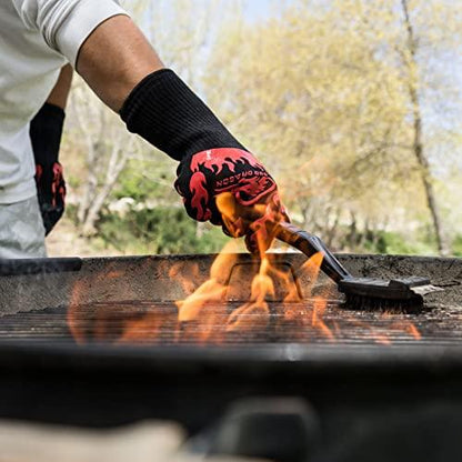 Extreme Heat Resistant Gloves - BBQ Gloves, Hot Oven Mitts, Charcoal Grill, Smoking, Barbecue Gloves for Grilling Meat Gloves, Insulated, Silicone Non-Slip Grips, U.S. Safety Tested - BBQ Dragon - CookCave