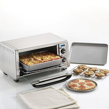 Farberware Bakeware Steel Nonstick Toaster Oven Pan Set, 4-Piece Baking Set, Gray - CookCave