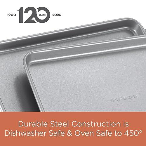 Farberware Bakeware Steel Nonstick Toaster Oven Pan Set, 4-Piece Baking Set, Gray - CookCave