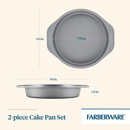 Farberware GoldenBake Bakeware Nonstick Baking Pans/Cake Pan Set, Round, Insulated, Two 8-Inch, Gray - CookCave