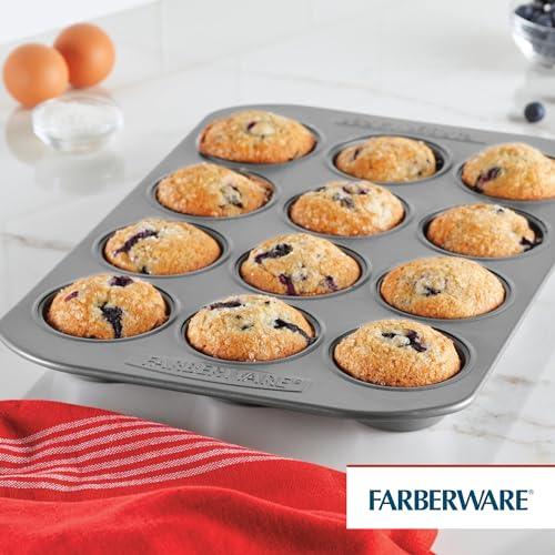 Farberware Nonstick Bakeware 12-Cup Muffin Tin / Nonstick 12-Cup Cupcake Tin - 12 Cup, Gray - CookCave
