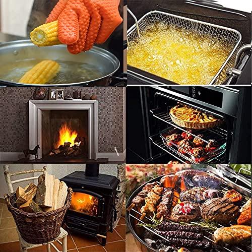 Fglmctsh Silicone Cooking Gloves, BBQ Mitt, Kitchen - Safe Handling of Pots and Pans, Extreme Heat Resistant BBQ, Internal Protective Cotton Layer - Heat Resistant Oven Mitt for Grilling - CookCave