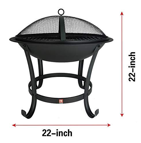 FireBeauty Fire Pit BBQ Grill Pit Bowl with Mesh Spark Screen Cover,Poker (Includes Tote Bag) - CookCave