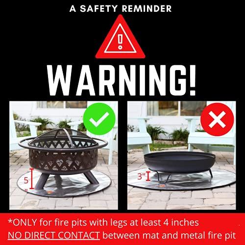 Fireproof Pros 36" Fire Pit Mat for Deck, Patio, Grass and Concrete. Thick Heat Resistant Deflector Fireproof Mat/Ember Mat. Triple Layer Fire Pit Pad, Firepit Protector, BBQ Mat for Large Fire Pit - CookCave
