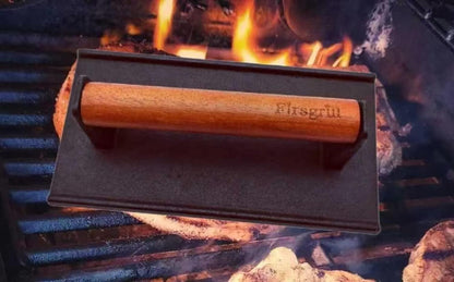 Firsgrill Burger Press 7.08" Round & 8.3‘’X4.3”Rectangle Heavy-Duty Cast Iron Smash Meat Steak With Wood Handle for Blackstone Camp chef Pitboss Weber Treager Griddle Grills (Round & Rectangle) - CookCave