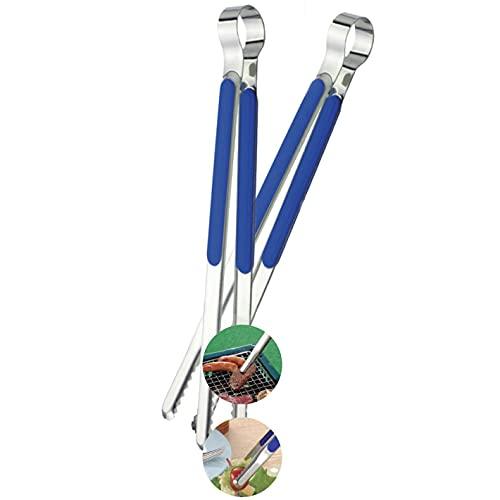 (Florian) Multi Proposal 10.04 Inch Tongs High strength stainless steel, Bounds Spring, Smooth Edge For food, BBQ, Bulgogi, Cooking, Outdoor, Korean Kitchen Gadget Tools, Utensils (Blue Large 2 Pcs) - CookCave