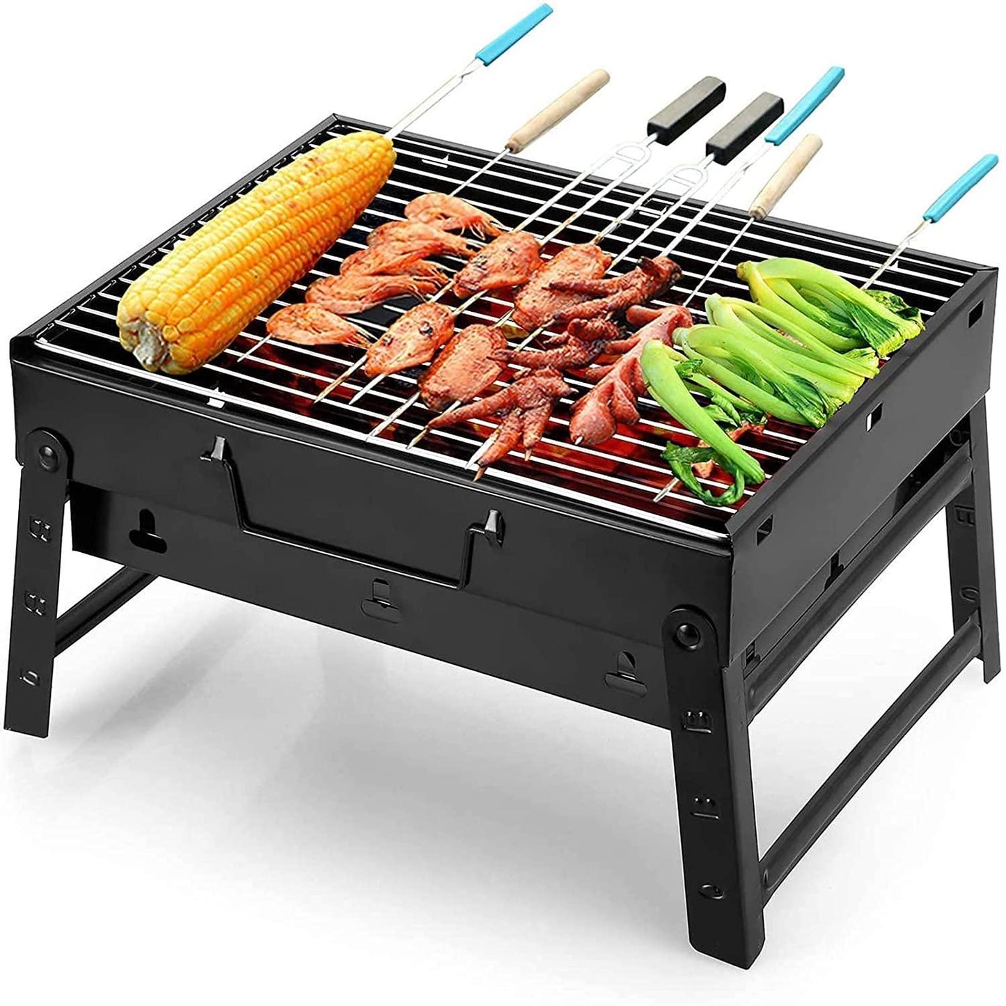 Folding Portable Barbecue Charcoal Grill, Barbecue Desk Tabletop Outdoor Stainless Steel Smoker BBQ for Outdoor Cooking Camping Picnics Beach (M1) - CookCave