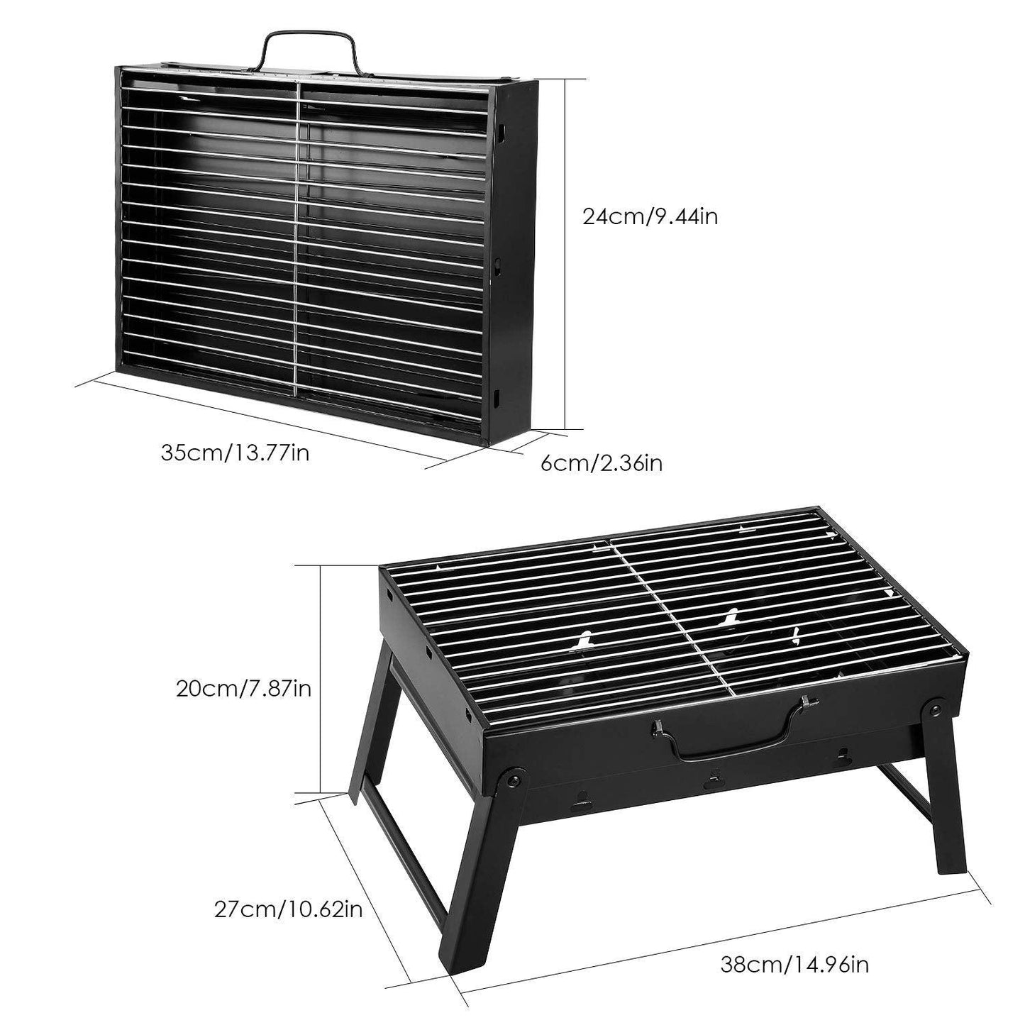 Folding Portable Barbecue Charcoal Grill, Barbecue Desk Tabletop Outdoor Stainless Steel Smoker BBQ for Outdoor Cooking Camping Picnics Beach (M1) - CookCave