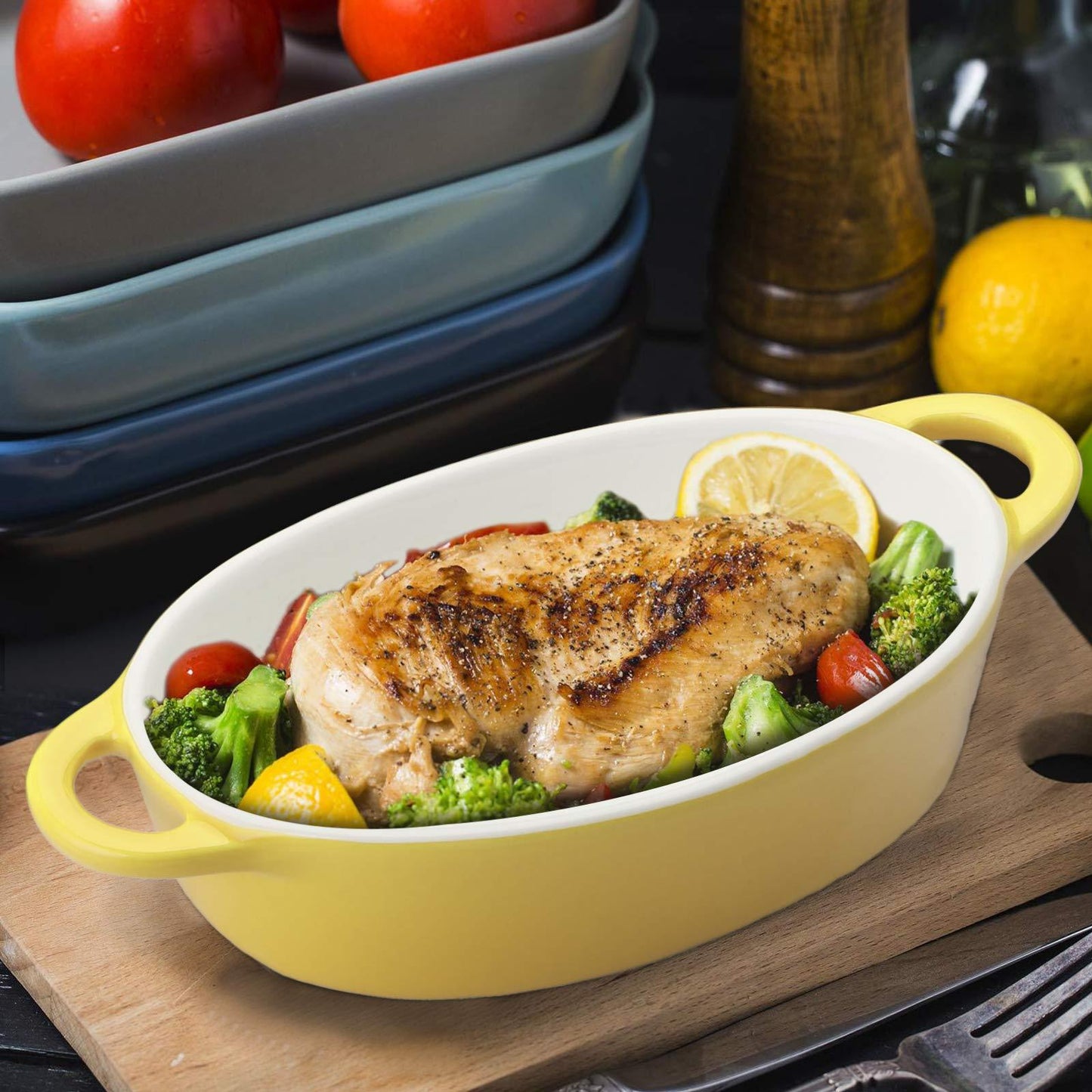 Foraineam 6 Colors Oval Porcelain Ramekins 10 oz Oven Safe Creme Brulee Souffle Baking Ramekin Dishes Bowl with Double Handles - CookCave