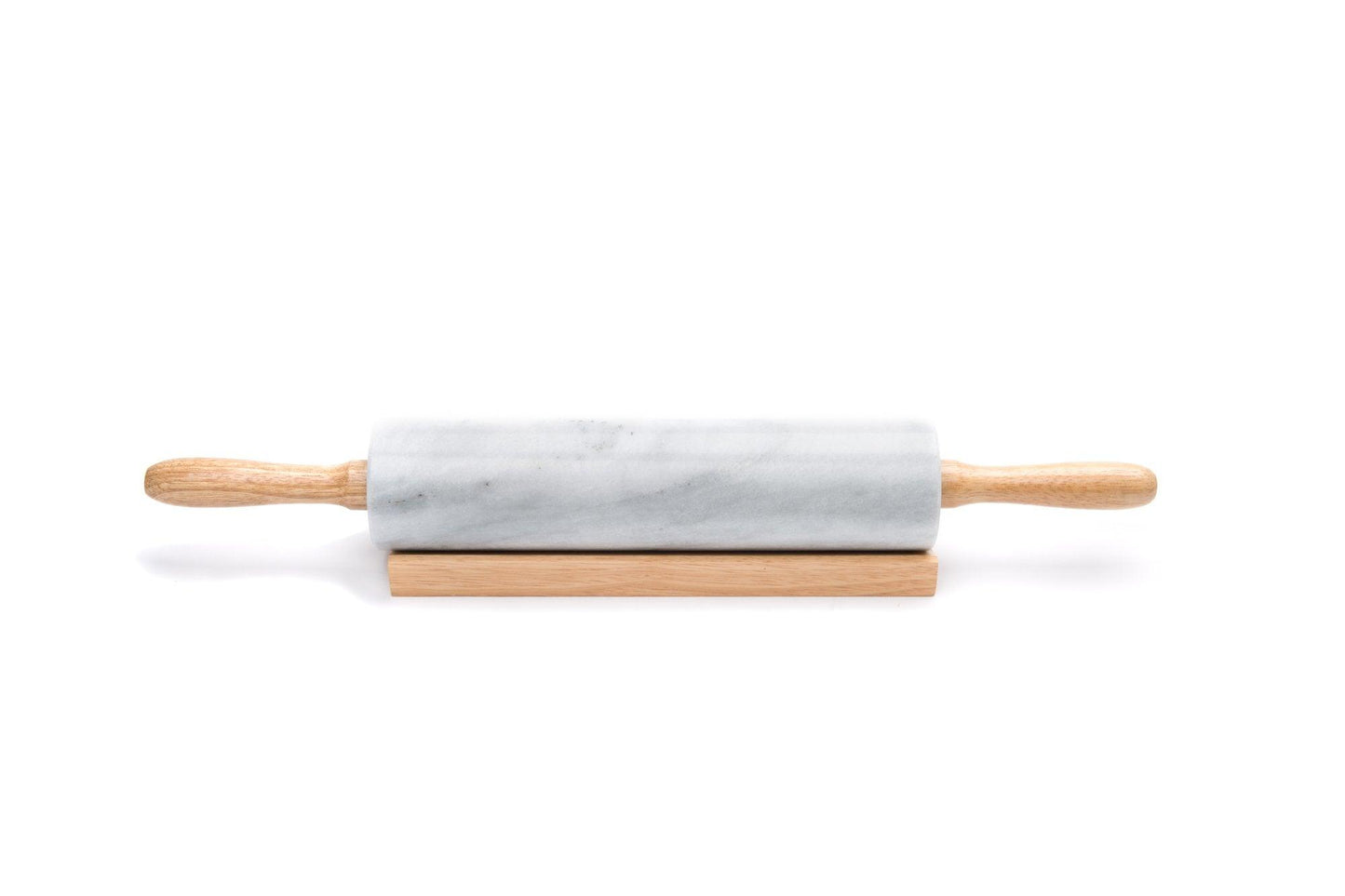 Fox Run Polished Marble Rolling Pin with Wooden Cradle, 10-Inch Barrel, White - CookCave
