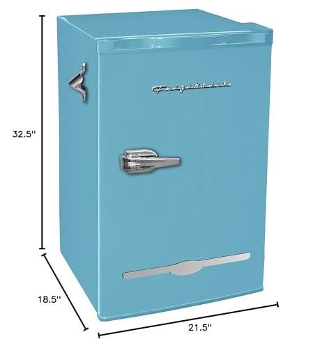 Frigidaire EFR376-BLUE 3.2 Cu Ft Blue Retro Bar Fridge with Side Bottle Opener - CookCave