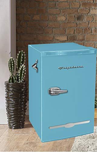 Frigidaire EFR376-BLUE 3.2 Cu Ft Blue Retro Bar Fridge with Side Bottle Opener - CookCave