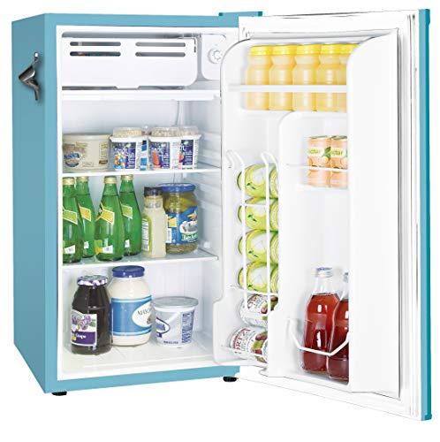 Frigidaire EFR376-BLUE 3.2 Cu Ft Blue Retro Bar Fridge with Side Bottle Opener - CookCave