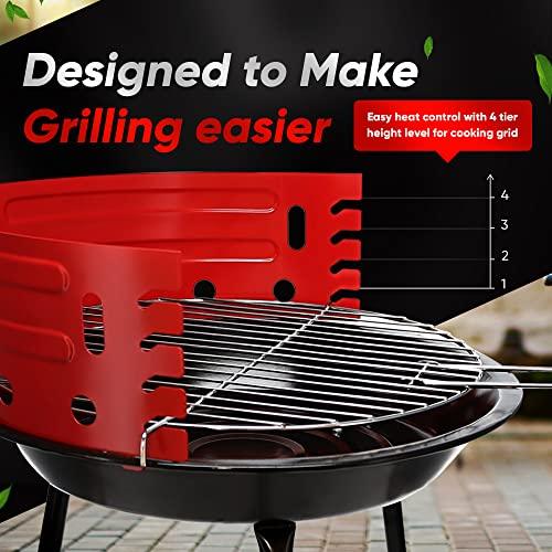 Gas One Charcoal Grill – 16-inch Portable Charcoal Grill – Barbecue Grill with 4 Levels for Flame Control – Dual Venting System – Small Charcoal Grill for Backyard, Camping, Boat - CookCave