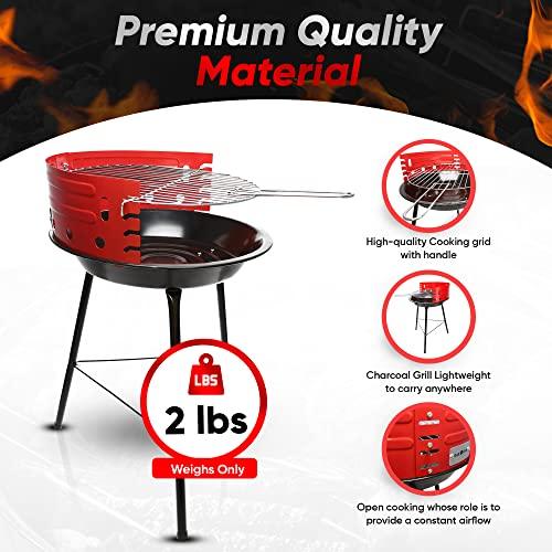 Gas One Charcoal Grill – 16-inch Portable Charcoal Grill – Barbecue Grill with 4 Levels for Flame Control – Dual Venting System – Small Charcoal Grill for Backyard, Camping, Boat - CookCave