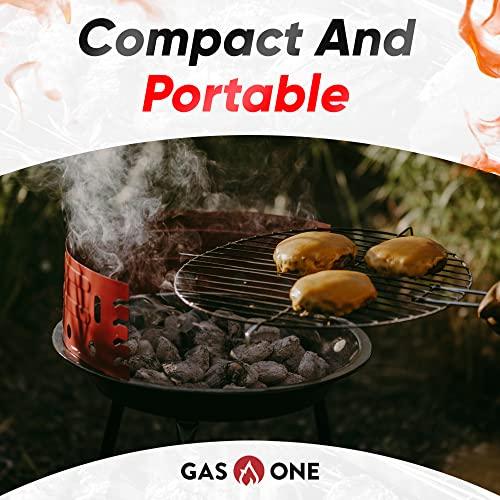 Gas One Charcoal Grill – 16-inch Portable Charcoal Grill – Barbecue Grill with 4 Levels for Flame Control – Dual Venting System – Small Charcoal Grill for Backyard, Camping, Boat - CookCave