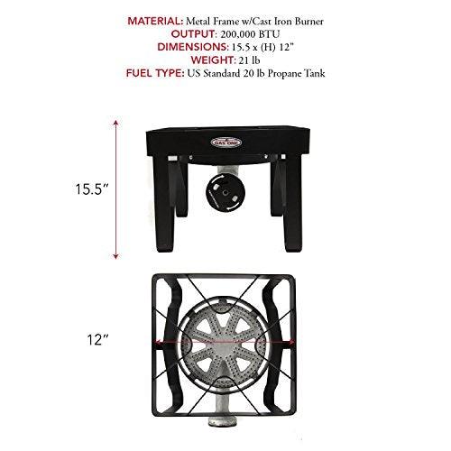 GasOne 200K BTU Propane Burner – Heavy-Duty Propane Stove – Outdoor Burner with Adjustable 0-20Psi Regulator and Steel Braided Hose – Ideal for Home Brewing, Turkey Fry - CookCave